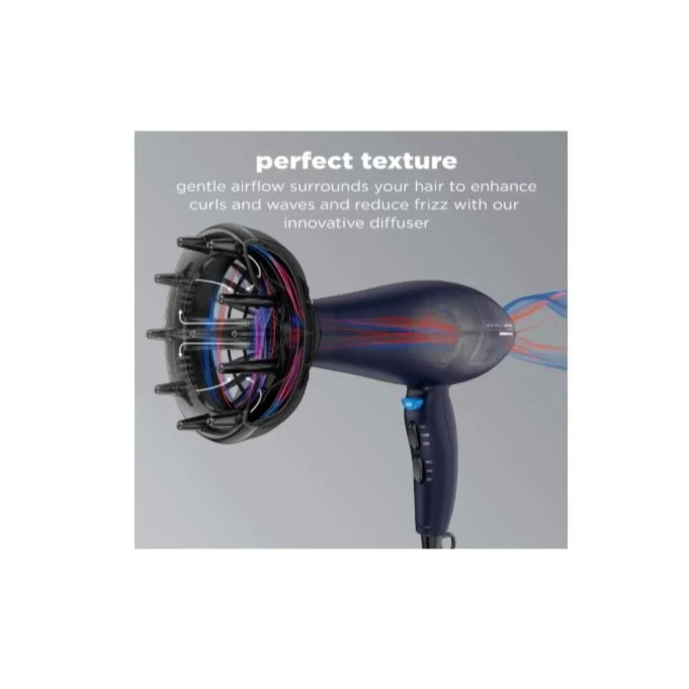 INFINITIPRO BY CONAIR Hair Dryer with Innovative Diffuser Enhances Curls Dark bl